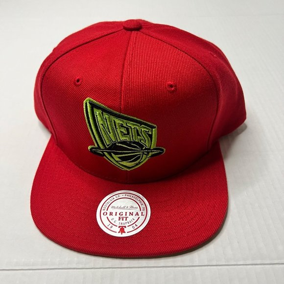New Brooklyn Nets Mitchell & Ness Hat Reverse Grinch Team Snapback HWC Red Cap - Picture 6 of 16